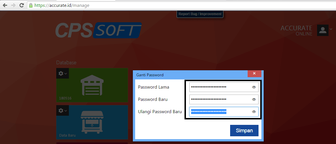 ganti password accurate online
